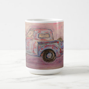 antik blå patina lastbil kaffemugg