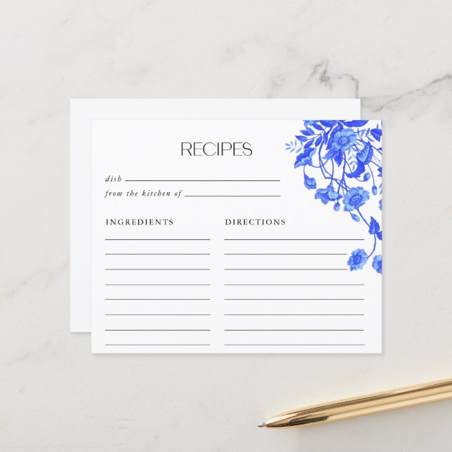 Antik blå toile blommig bröllopsfestrecept (Fram/Back In Situ)