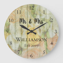 Antik blom- Wood anpassningsbar för lantlig Stor Klocka