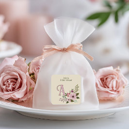 Antik blombröllopsfest Anpassad monogram Fyrkantigt Klistermärke