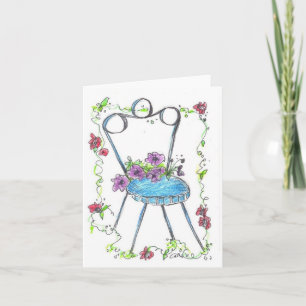 Antik blommastolteckning tomma Notecard Kort