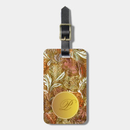 Antik blommönster med brev P Bagagebricka
