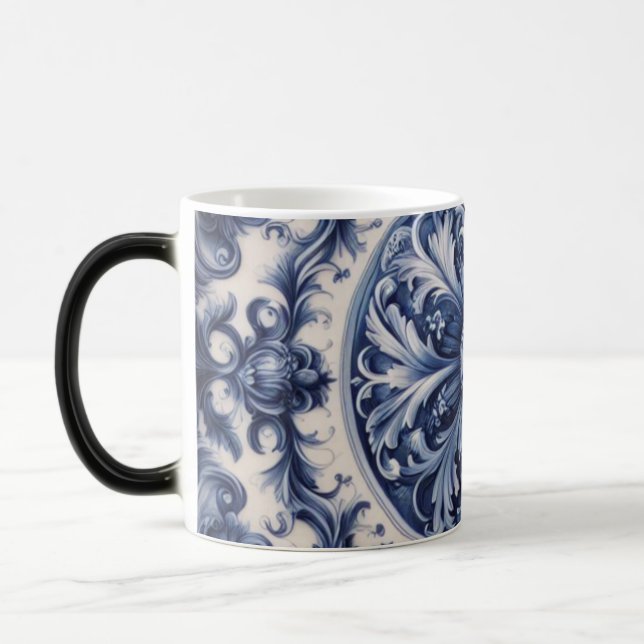 Antik Blommottryckt Kaffemugg med Färgväxling (Vänster)