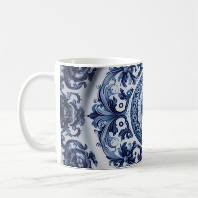 Antik Blommottryckt Kaffemugg med Färgväxling (Vänster)