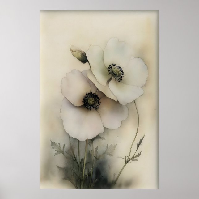 Antik blomprint, rustik vintage väggkonst (Framsidan)