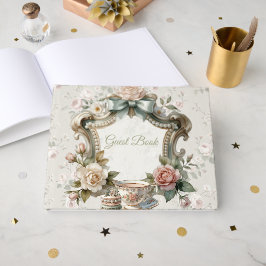 Antik blomster-gästbok för tehjälp eller bröllop gästböcker