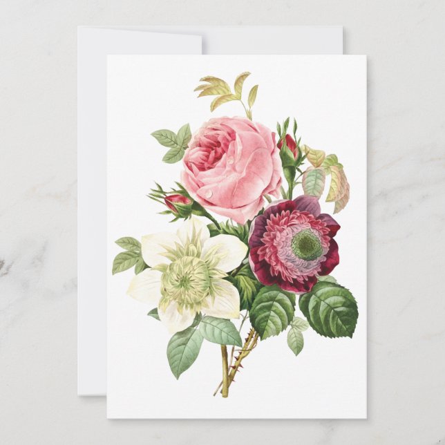 Antik blomster tom julkort tack kort (Framsida)