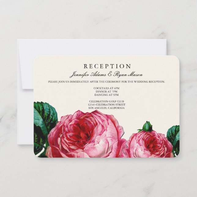 ANTIK BLOMSTERDEKOR BRÖLLOPSMOTTAGNINGSKORT INBJUDNINGAR (Framsida)