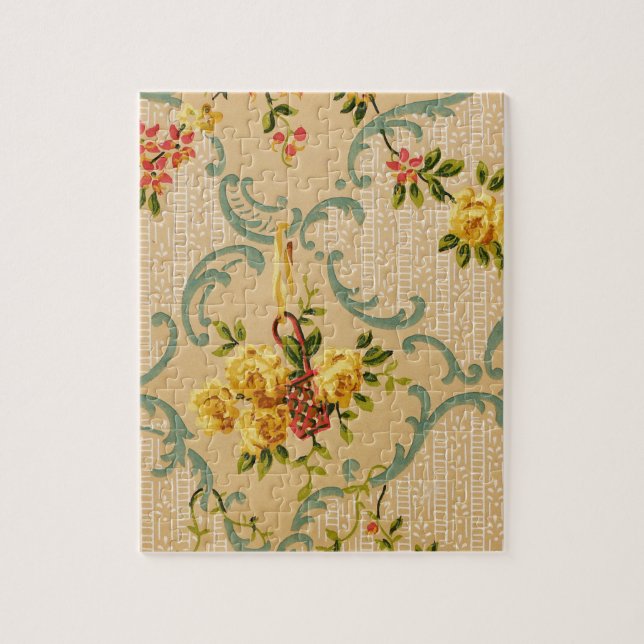 Antik blomsterdekoration tapetmönster pussel (Vertikal)