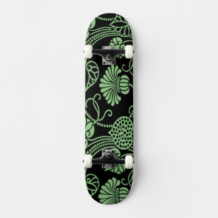 Antik blomsterdesign svart och grön mini skateboard bräda 18,5 cm
