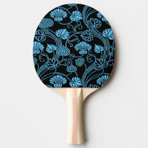 Antik blomsterdesign svart på blå pingisracket