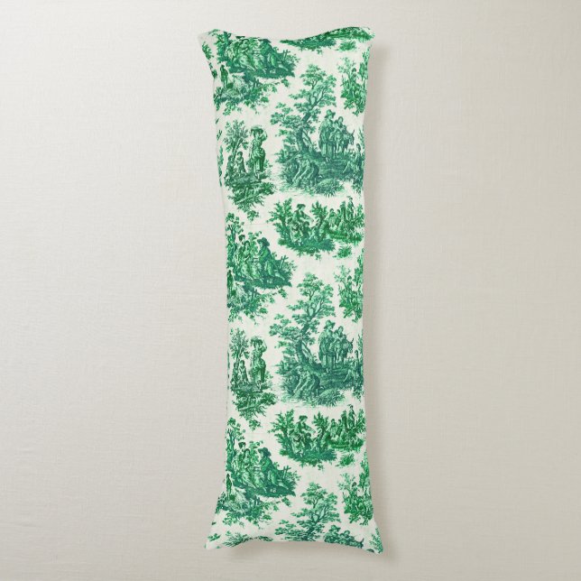 Antik blomstergreen toile jouy kroppskudde (Framsidan Vertikal)