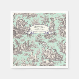 Antik blomstergri toile de jouy pappersservett