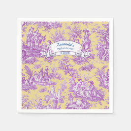 Antik blomstergul lila toile de jouy pappersservett