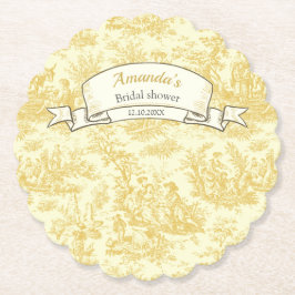 Antik blomstergul toile de jouy dusch underlägg papper