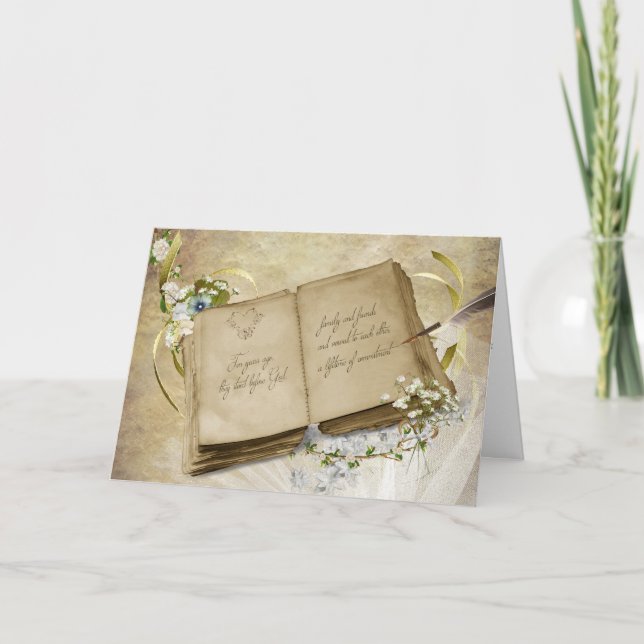 Antik bok för 10-års bröllopsdag kort (Framsida)