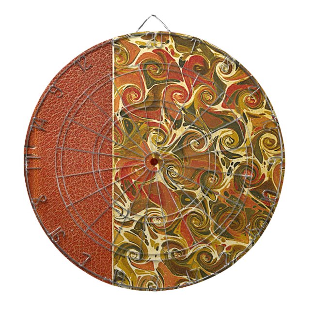 Antik bokomslag, utsmyckad virvelmönster piltavla (Framsidan)