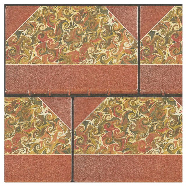 Antik bokomslag, utsmyckad virvelmönster tyg (Närbild)