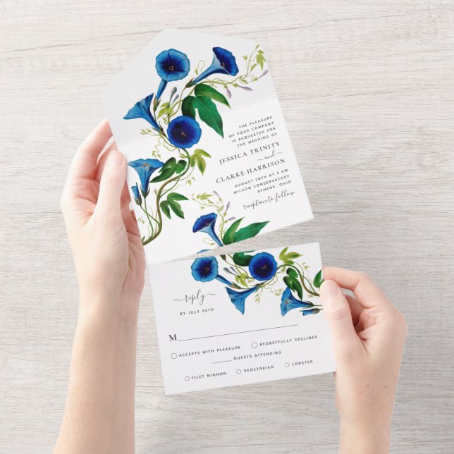 Antik botanisk blomsterlig välkomstinbjudan till b (Avrivbar del)