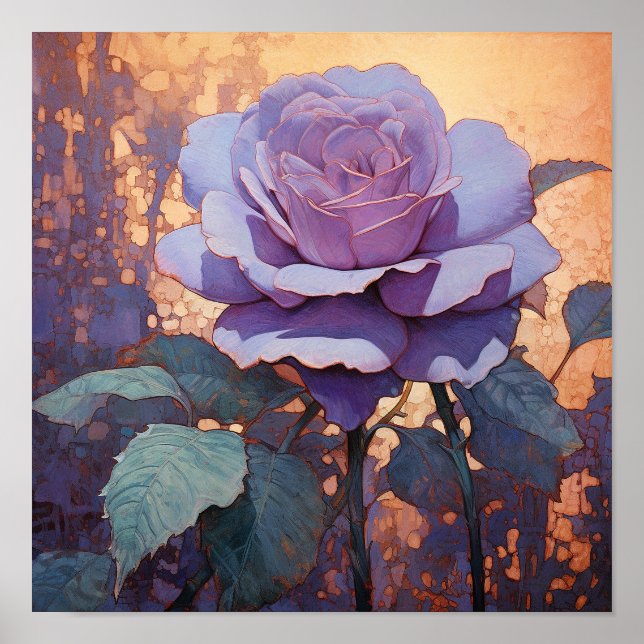 Antik botanisk roskonst Matsalsdekoration Poster (Framsidan)