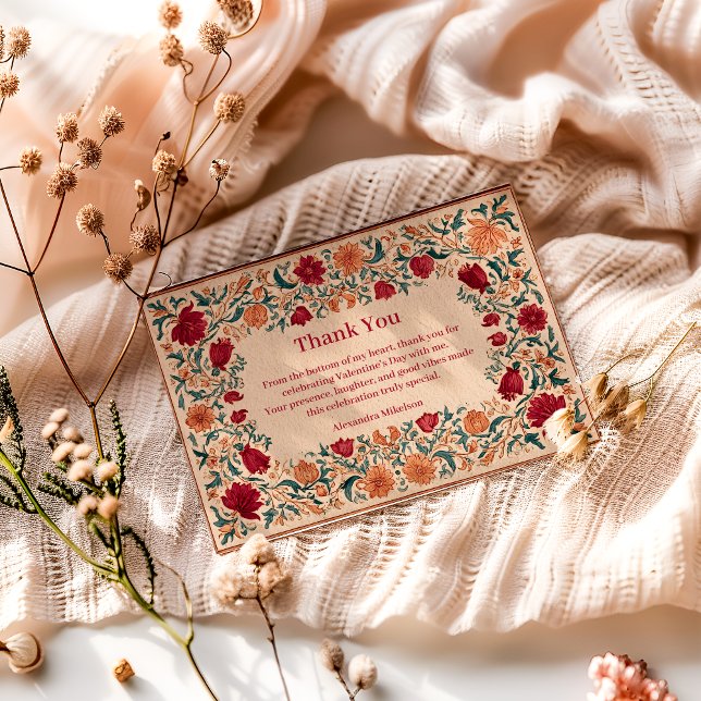 Antik Botanisk Valentinsfest Tack Kort (Skapare uppladdad)