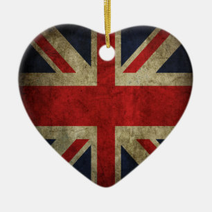 Antik brittisk facklig jackflagga UK Julgransprydnad Keramik