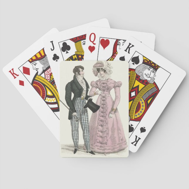 Antik bröllopspar 1823 Man Kvinna Mode Casinokort (Baksidan)
