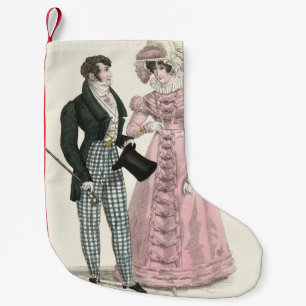 Antik bröllopspar 1823 Man Kvinna Mode Liten Julstrumpa