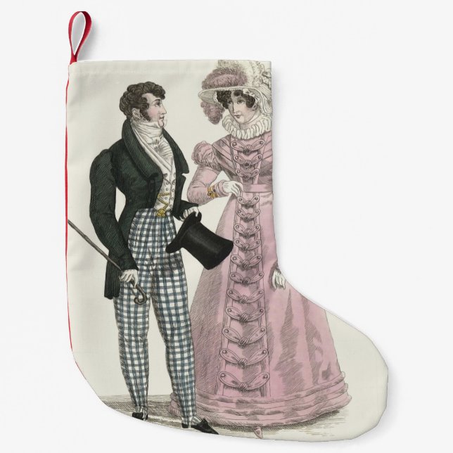 Antik bröllopspar 1823 Man Kvinna Mode Liten Julstrumpa (Framsidan)