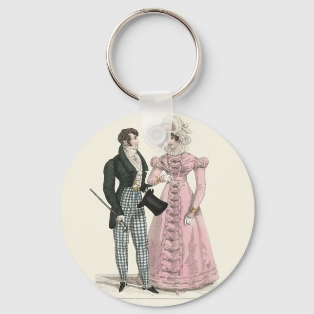 Antik bröllopspar 1823 Man Kvinna Mode Nyckelring (Framsida)