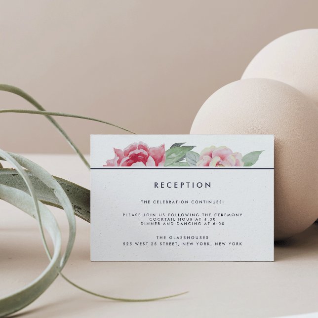 Antik Bröllopsreceptionskort med Pion Tilläggskort (Skapare uppladdad)