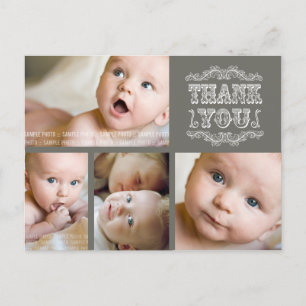 ANTIK Brun Foto Baby Tack Postkort Meddelande Vykort