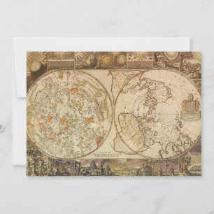 Antik Celestial Planisfär Karta av Joseph Moxon