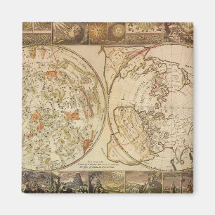 Antik Celestial Planisfär Karta av Joseph Moxon Magnet