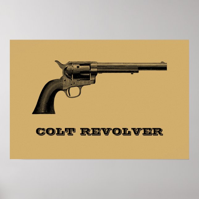 Antik Colt Revolver Pistol Illustrationsmall Poster (Framsidan)