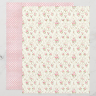 Antik Coquette Rose Blommig Scrapbokspapper
