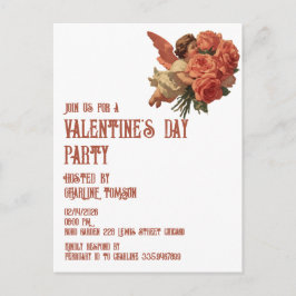 Antik Cupid med rosbukett Inbjudan Vykort