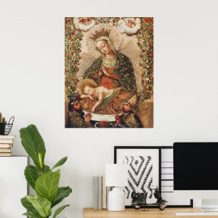 Antik Cuzco-skolan Jungfru Marie beundran av Jesus Poster