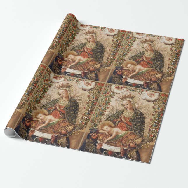Antik Cuzco-skolan Jungfru Marie beundran av Krist Presentpapper (Utrullad)