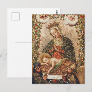 Antik Cuzco-skolan Jungfru Marie som tillber Jesus Vykort