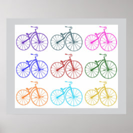 Antik cykel vintageutskrift flerfärgad mönster poster