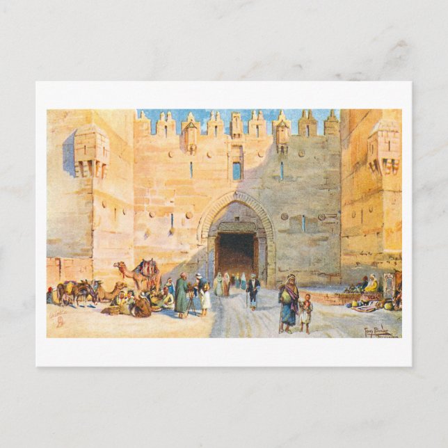 Antik Damaskusporten, Jerusalem Vykort (Framsida)