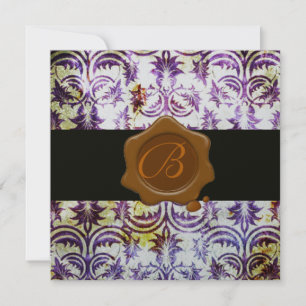 ANTIK DAMAST VAXSIGILL MONOGRAM, lila, silver Inbjudningar