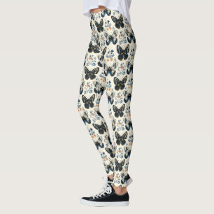 Antik Delft Blå Fjäril & Botanik Leggings