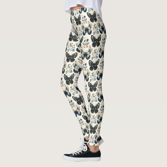 Antik Delft Blå Fjäril & Botanik Leggings (Vänster)