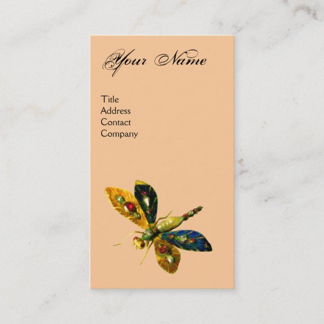 ANTIK DRAGONFLY JUVEL MONOGRAM ;Svart Rosa Visitkort (Framsida)