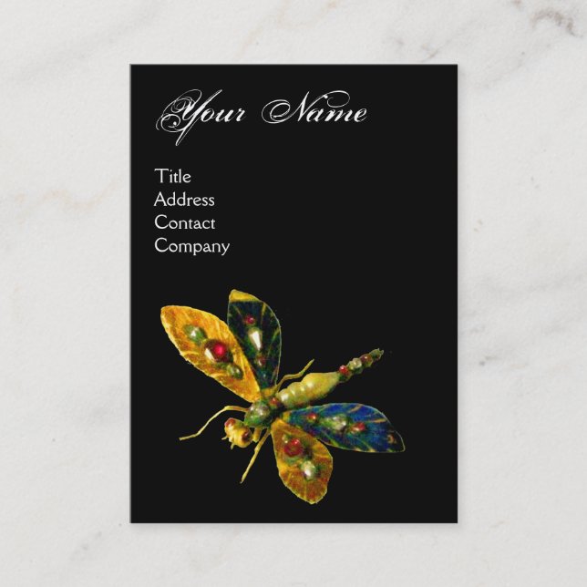 ANTIK DRAGONFLY JUVEL MONOGRAM ,Svart Visitkort (Framsida)