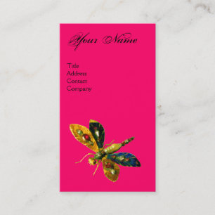 ANTIK DRONFLY JUVEL MONOGRAM ;Svart Fuchsia Visitkort