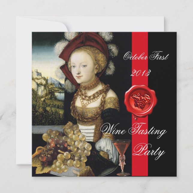 ANTIK DRUVVÄXTHUS VINSMAKARFEST VAXSIGILL INBJUDNINGAR (Framsida)