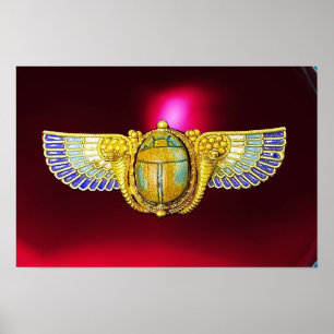 ANTIK EGYPTISK BEVINGAD SCARABÉ /HORN YMNIGHETSSMY POSTER